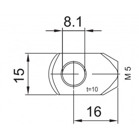 Przegub oczkowy otwór o średnicy 8mm gwint M5 długość 16mm grubość 10mm