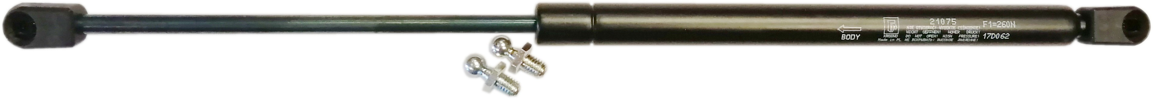Sprężyna gazowa (21075 FA Krosno) siła 260N długość 450mm skok 175mm