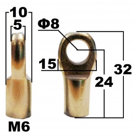 Przegub oczkowy otwór o średnicy 8mm gwint M6 długość 24mm grubość 5mm