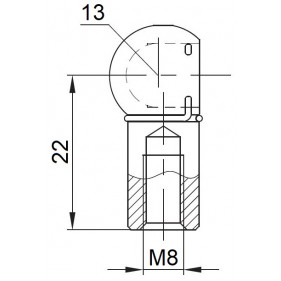Gniazdo kulowe otwór o średnicy 13mm gwint M8 długość 22mm