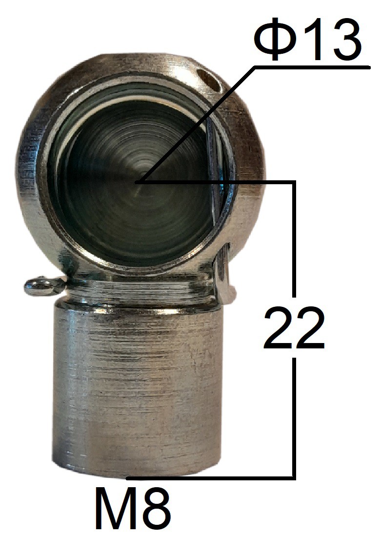 Gniazdo kulowe otwór o średnicy 13mm gwint M8 długość 22mm (25532)