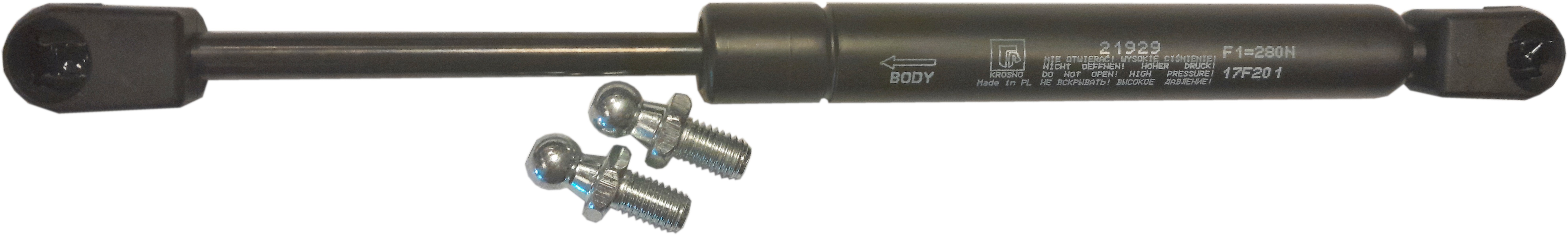 Sprężyna gazowa (21929 FA Krosno) siła 280N długość 259mm skok 85mm