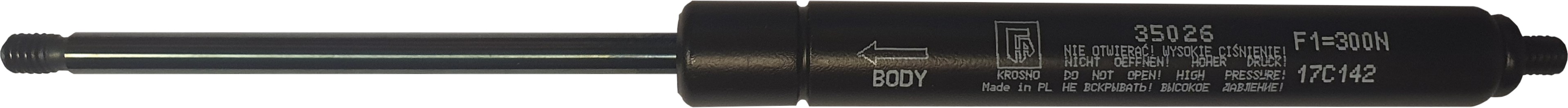 Sprężyna gazowa (35026 FA Krosno) siła 300N długość 201mm skok 80mm