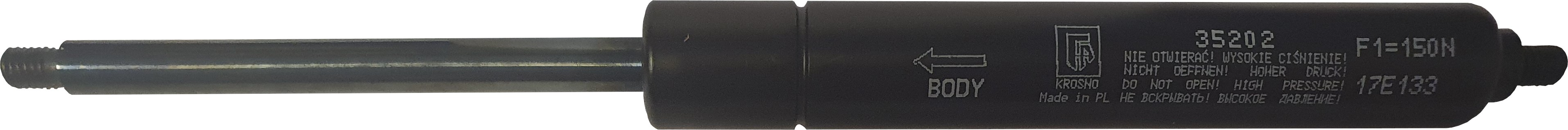 Sprężyna gazowa (35202 FA Krosno) siła 150N długość 207mm skok 80mm