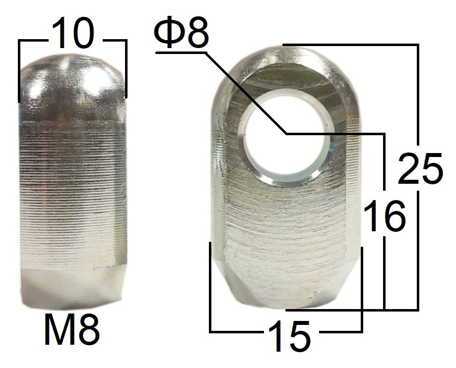 Przegub oczkowy otwór o średnicy 8mm gwint M8 długość 16mm grubość 10mm (HAHNAR168M8)