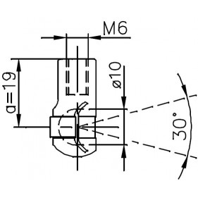 Gniazdo kulowe otwór o średnicy 10mm gwint M6 długość 19mm (22078)