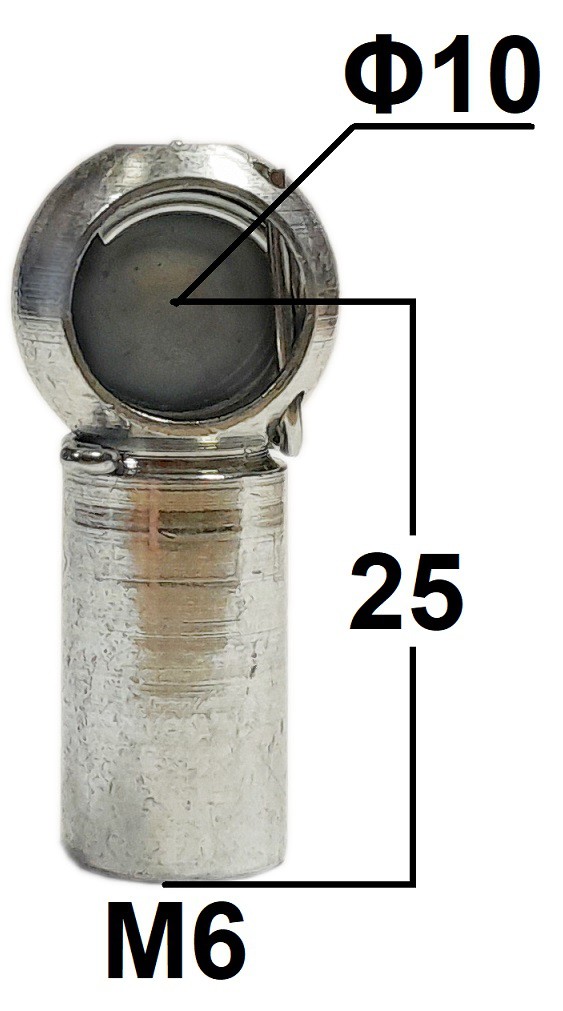 Gniazdo kulowe otwór o średnicy 10mm gwint M6 długość 25mm (25616)