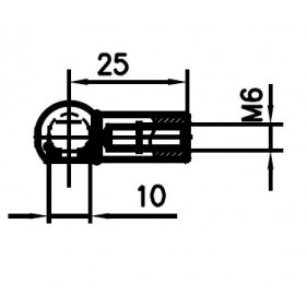 Gniazdo kulowe otwór o średnicy 10mm gwint M6 długość 25mm (25616)