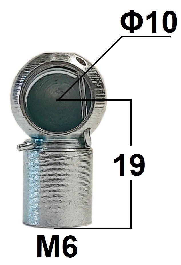 Gniazdo kulowe otwór o średnicy 10mm gwint M6 długość 19mm (22265)