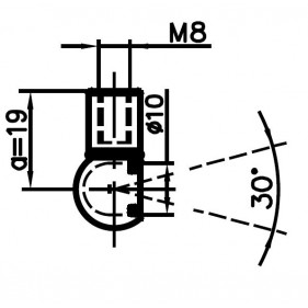 Gniazdo kulowe otwór o średnicy 10mm gwint M8 długość 19mm (25624)