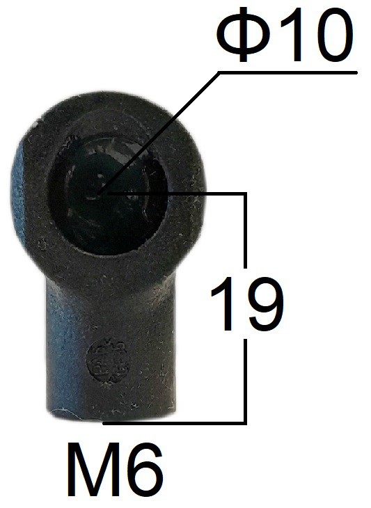 Gniazdo kulowe otwór o średnicy 10mm gwint M6 długość 19mm (26102)