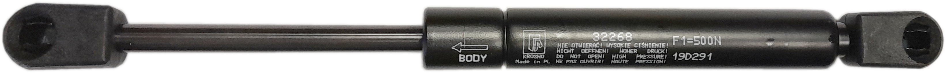 Sprężyna gazowa (32268 FA Krosno) siła 500N długość 245mm skok 80mm