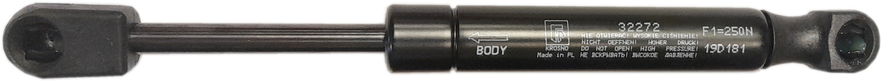 Sprężyna gazowa (32272 FA Krosno) siła 250N długość 204,5mm skok 60mm
