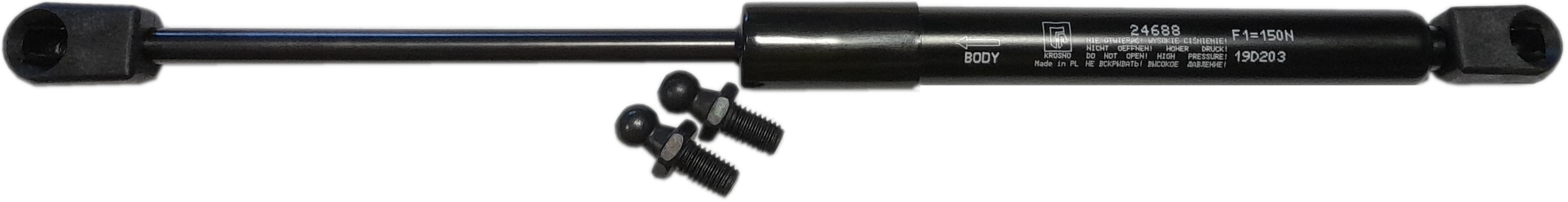 Sprężyna gazowa (24688 FA Krosno) siła 150N długość 326mm skok 125mm
