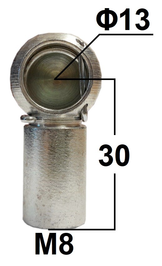Gniazdo kulowe otwór o średnicy 13mm gwint M8 długość 30mm (22873)