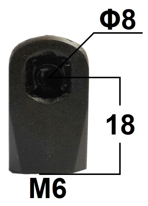 Gniazdo kulowe plastikowe otwór o średnicy 8mm gwint M6 długość 18mm (25369)