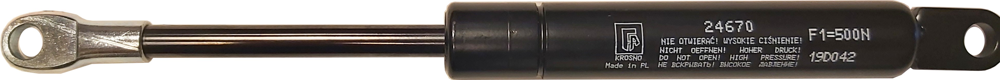 Sprężyna gazowa (24670 FA Krosno) siła 500N długość 225,5mm skok 70mm