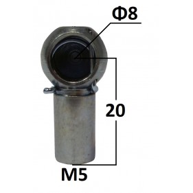 Gniazdo kulowe otwór o średnicy 8mm gwint M5 długość 20mm