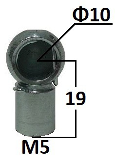 Gniazdo kulowe otwór o średnicy 10mm gwint M5 długość 19mm (BH103001)