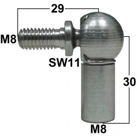 Przegub kulowy kompletny ze sworzniem gwint M8 długość 30mm gwint zewnętrzny M8