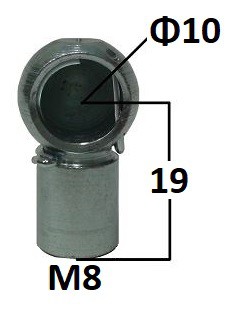 Gniazdo kulowe otwór o średnicy 10mm gwint M8 długość 19mm (BH107)