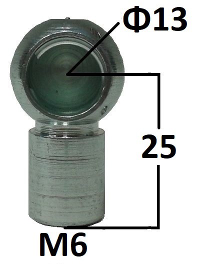 Gniazdo kulowe otwór o średnicy 13mm gwint M6 długość 25mm (BH111001)
