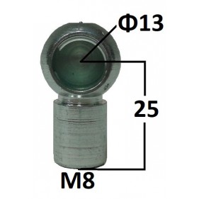 Gniazdo kulowe otwór o średnicy 13mm gwint M8 długość 25mm