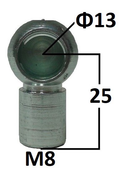 Gniazdo kulowe otwór o średnicy 13mm gwint M8 długość 25mm (BH111)