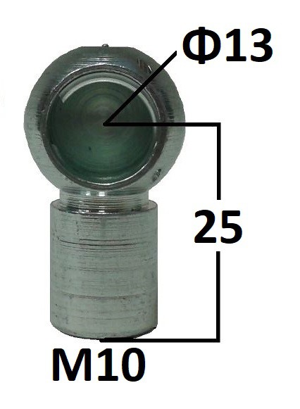 Gniazdo kulowe otwór o średnicy 13mm gwint M10 długość 25mm (BH113)