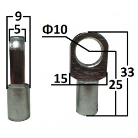 Przegub oczkowy otwór o średnicy 10mm gwint M6 długość 25mm grubość 5mm EY311