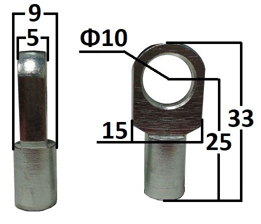 Przegub oczkowy otwór o średnicy 10mm gwint M6 długość 25mm grubość 5mm (EY311)