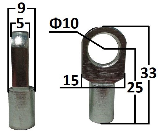 Przegub oczkowy otwór o średnicy 10mm gwint M6 długość 25mm grubość 5mm EY311